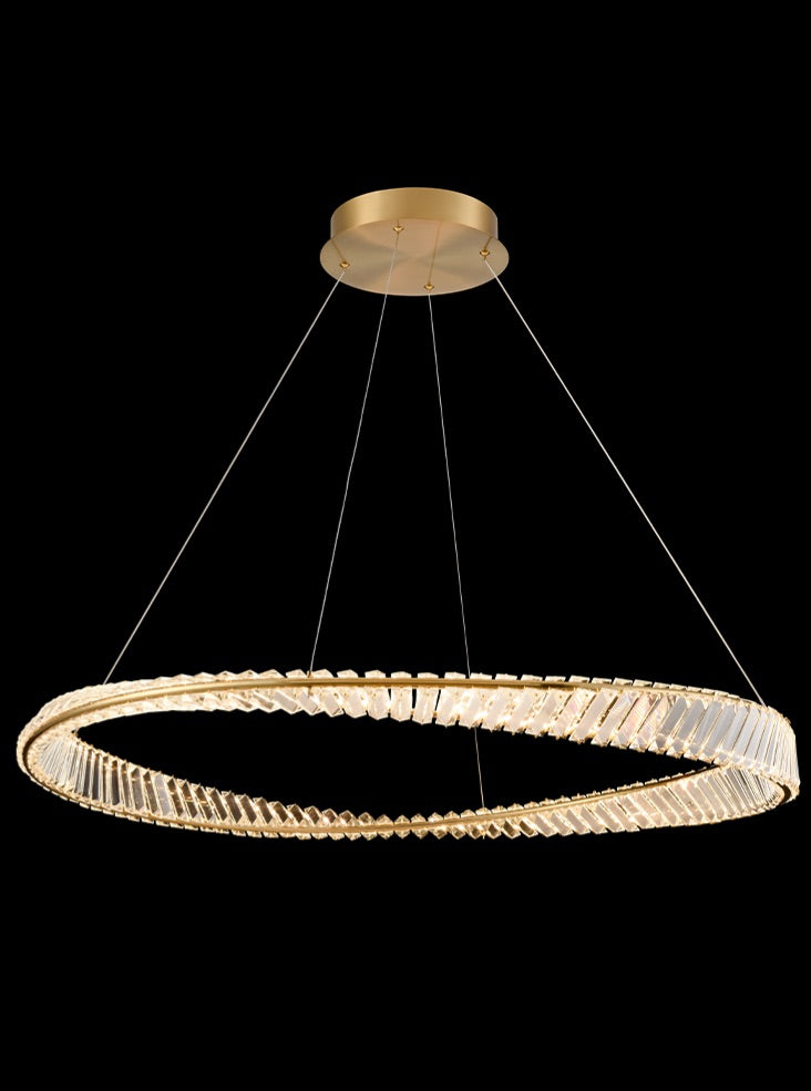 Franklite Cleopatra 70W Aged Brass LED Crystal Ring Chandelier