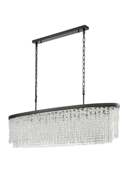 Franklite Coral 12-Light Matte Black Oval Crystal Island Chandelier