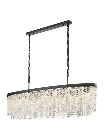 Franklite Coral 12-Light Matte Black Oval Crystal Island Chandelier