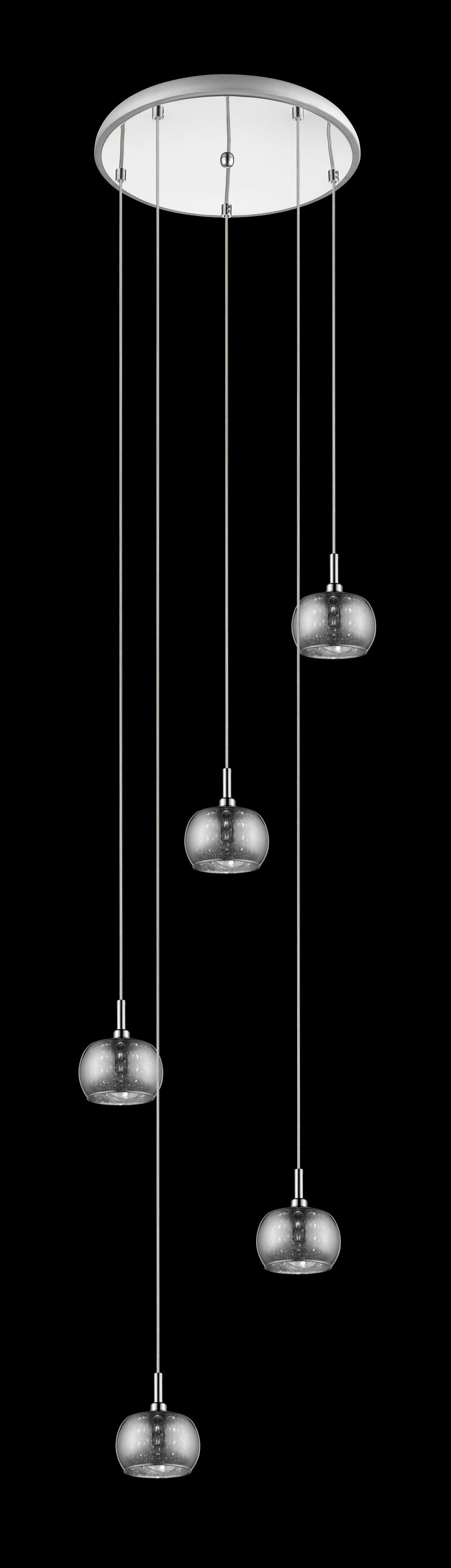 Impex Lighting Deni 5-Light Crystal Glass Beads Chrome Pendant Chandelier