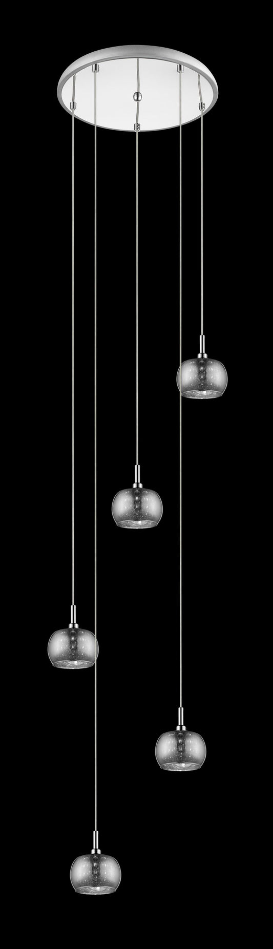 Impex Lighting Deni 5-Light Crystal Glass Beads Chrome Pendant Chandelier