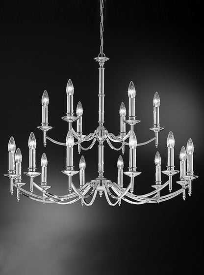 Franklite Petrushka 18-Light Two-Tier Chrome Candle Chandelier