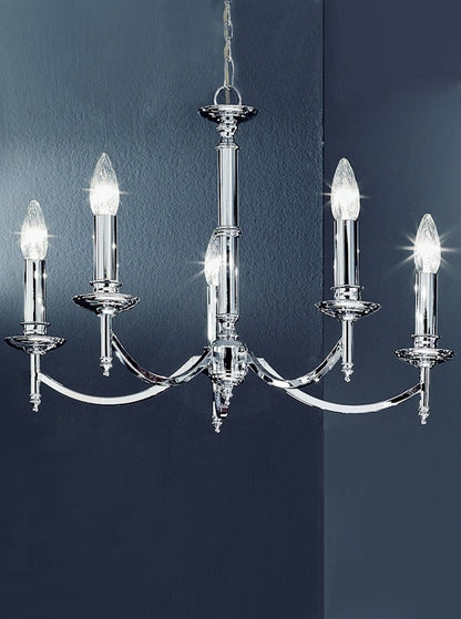 Franklite Petrushka 5-Light Chrome Candle Chandelier