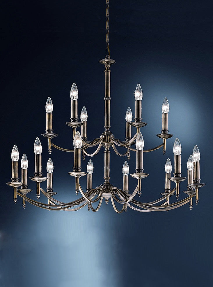 Franklite Petrushka 18-Light Two-Tier Bronze Candle Chandelier