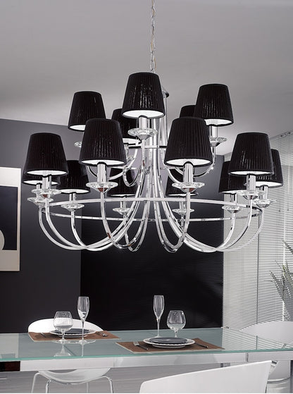 Franklite Carousel 15-Light Chrome Crystal Candle Chandelier
