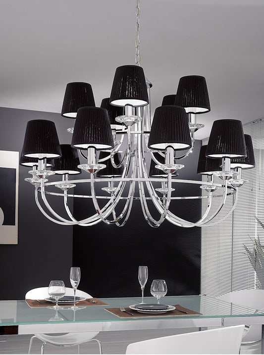 Franklite Carousel 15-Light Chrome Crystal Candle Chandelier