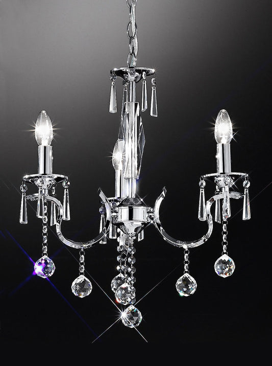 Franklite Taffeta 3-Light Chrome Crystal Candle Chandelier