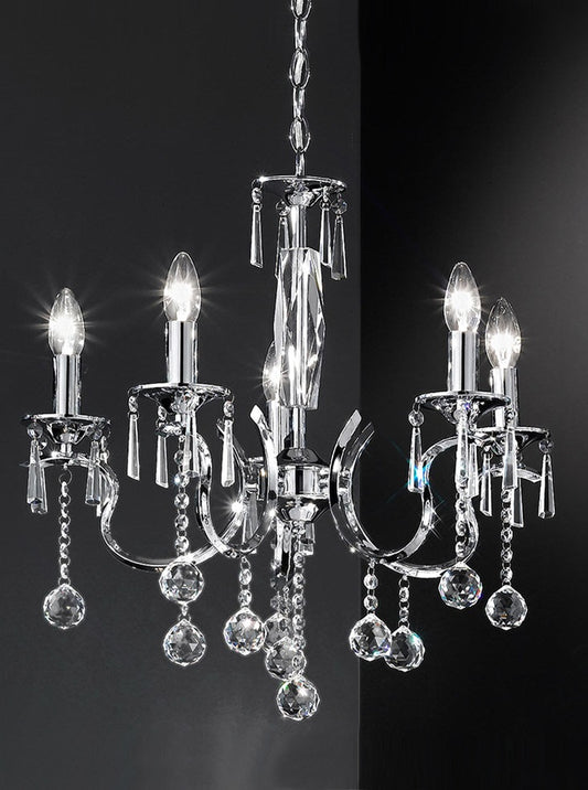 Franklite Taffeta 5-Light Chrome Crystal Candle Chandelier