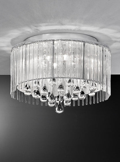 Franklite Spirit 6-Light Chrome Crystal Flush Chandelier