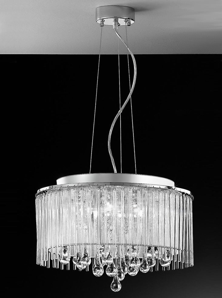 Franklite Spirit 6-Light Chrome Crystal Drum Chandelier