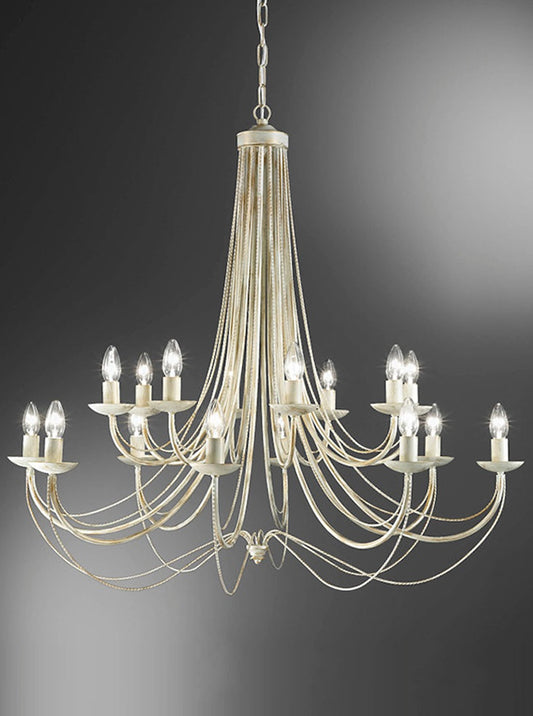 Franklite Philly 16-Light Cream and Gold Ironwork Pendant Chandelier