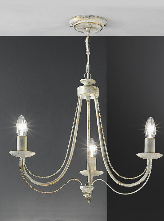 Franklite Philly 3-Light Cream and Gold Ironwork Convertible Candle Chandelier