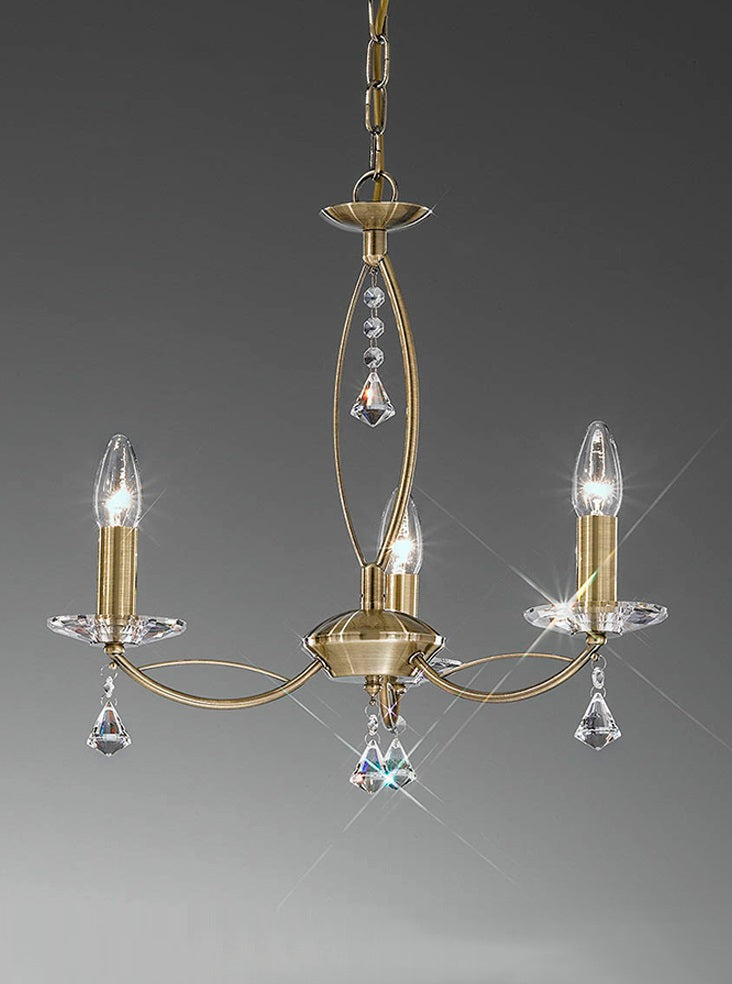 Franklite Monaco 3-Light Bronze Crystal Candle Chandelier