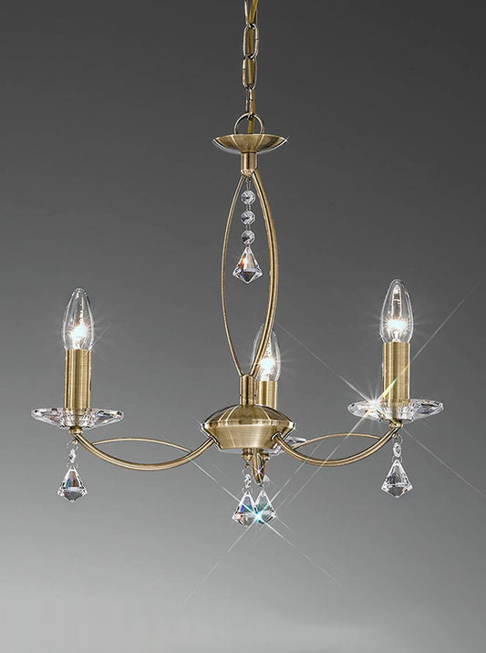 Franklite Monaco 3-Light Bronze Crystal Candle Chandelier