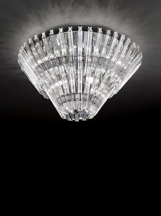 Franklite Imagine 12-Light Chrome Crystal Rod Flush Chandelier