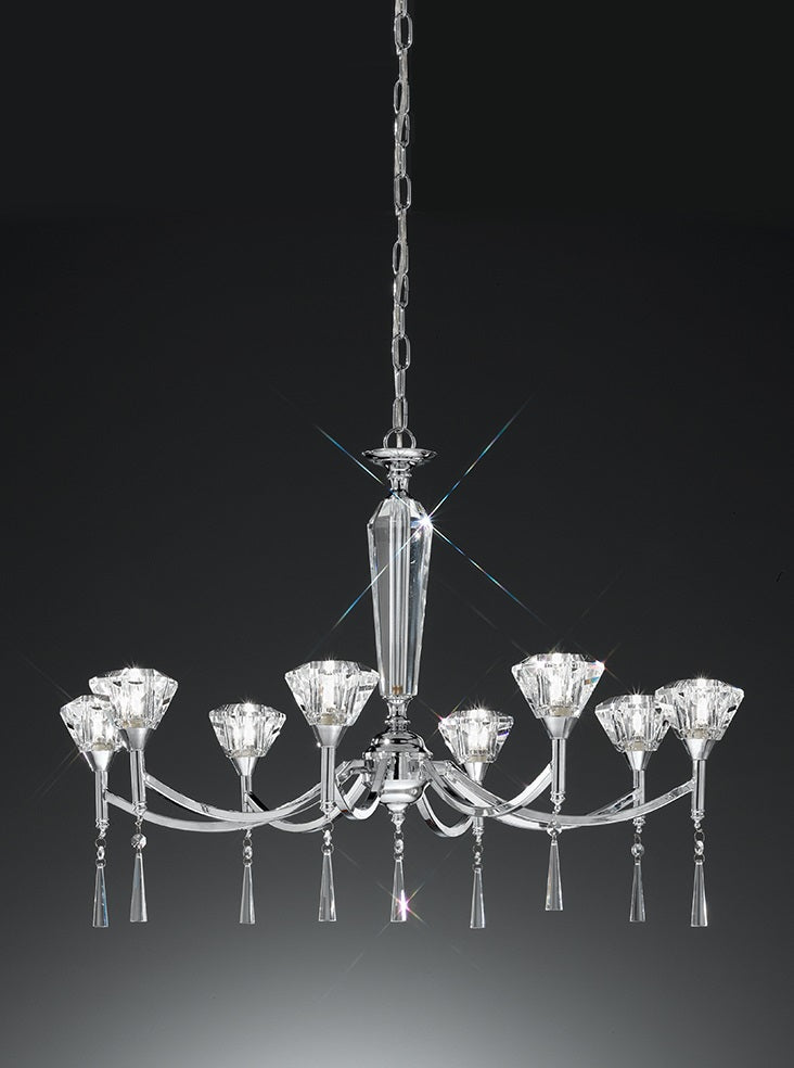 Franklite Desian 8-Light Chrome Crystal Chandelier