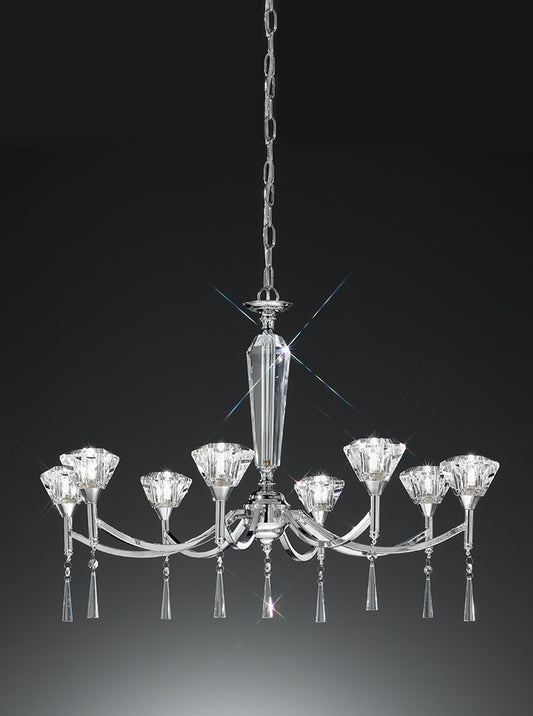 Franklite Desian 8-Light Chrome Crystal Chandelier