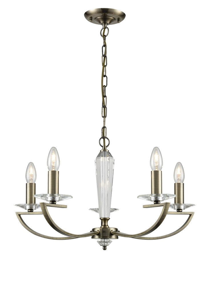 Franklite Artemis 5-Light Bronze Crystal Column Candle Chandelier