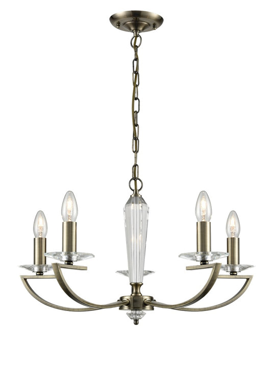 Franklite Artemis 5-Light Bronze Crystal Column Candle Chandelier