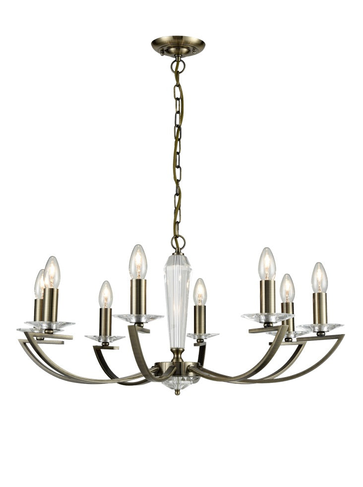 Franklite Artemis 8-Light Bronze Crystal Column Candle Chandelier