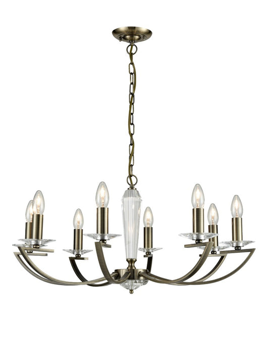 Franklite Artemis 8-Light Bronze Crystal Column Candle Chandelier