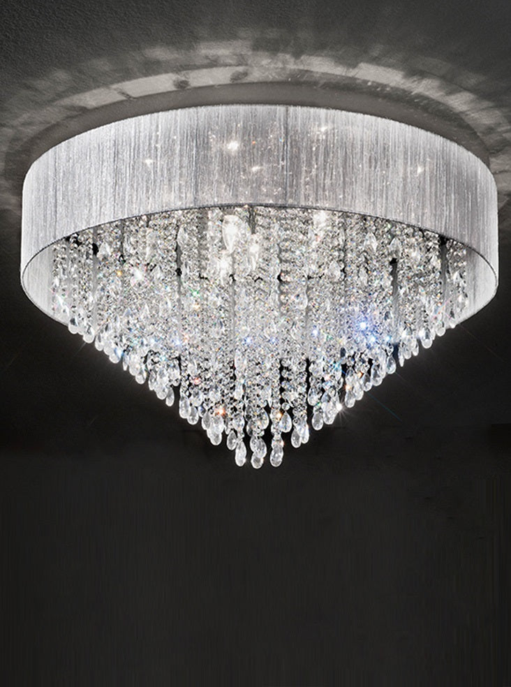 Franklite Royale 10-Light Chrome Crystal Flush Chandelier