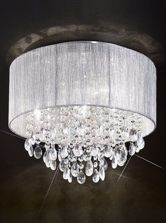 Franklite Royale 4-Light Chrome Crystal Flush Chandelier