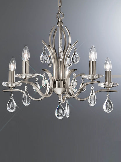 Franklite Willow 5-Light Satin Nickel Crystal Candle Chandelier