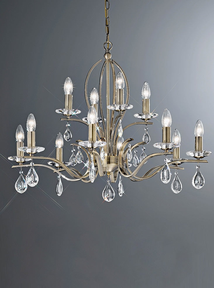 Franklite Willow 12-Light Bronze Crystal Candle Chandelier