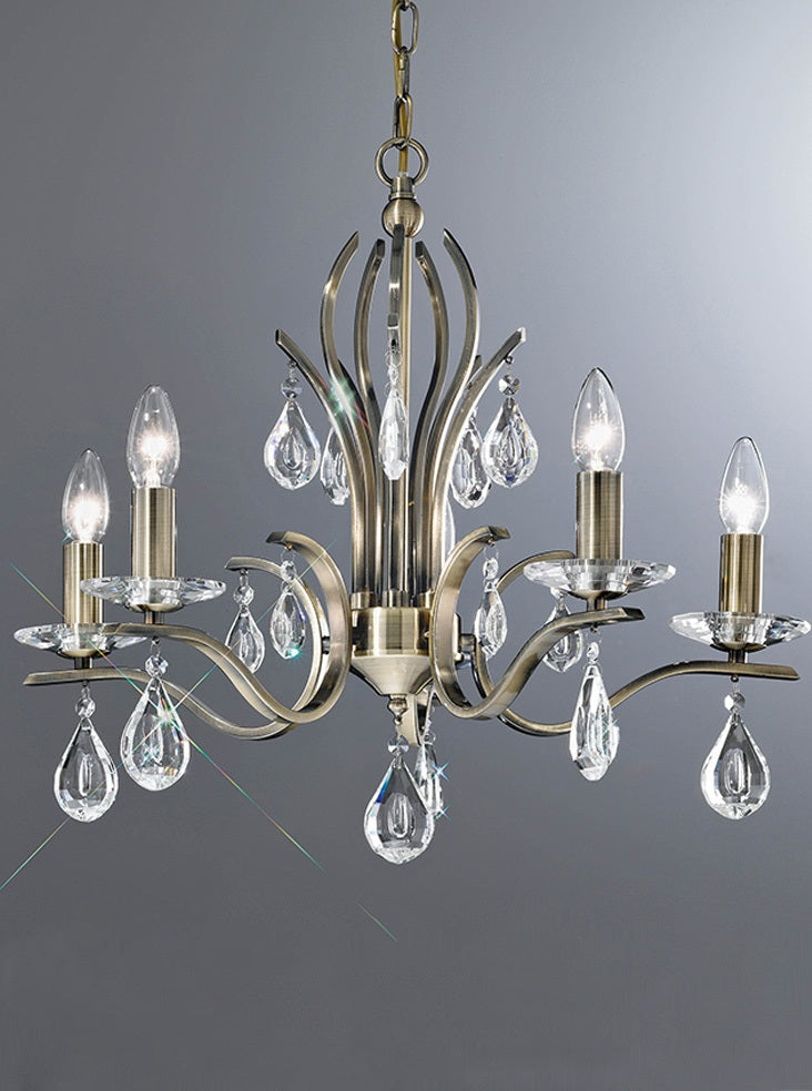 Franklite Willow 5-Light Bronze Crystal Candle Chandelier