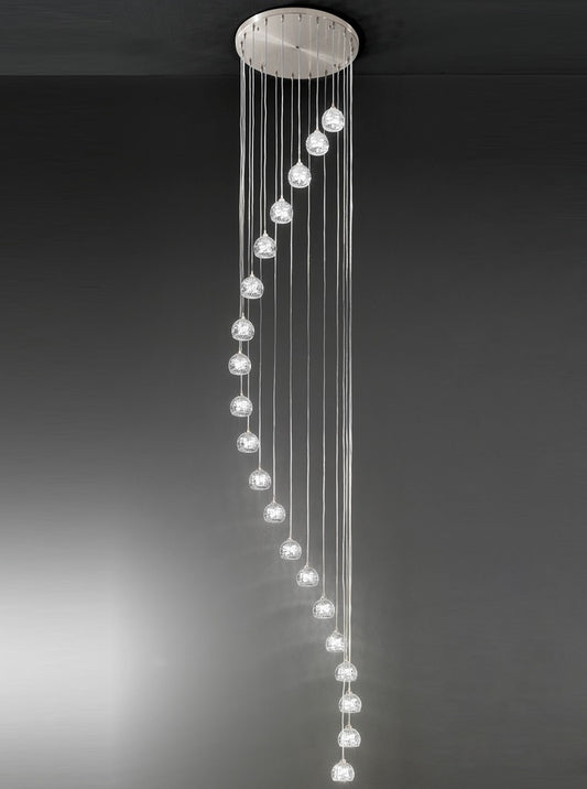 Franklite Tierney 20-Light Satin Nickel Glass Flush Chandelier