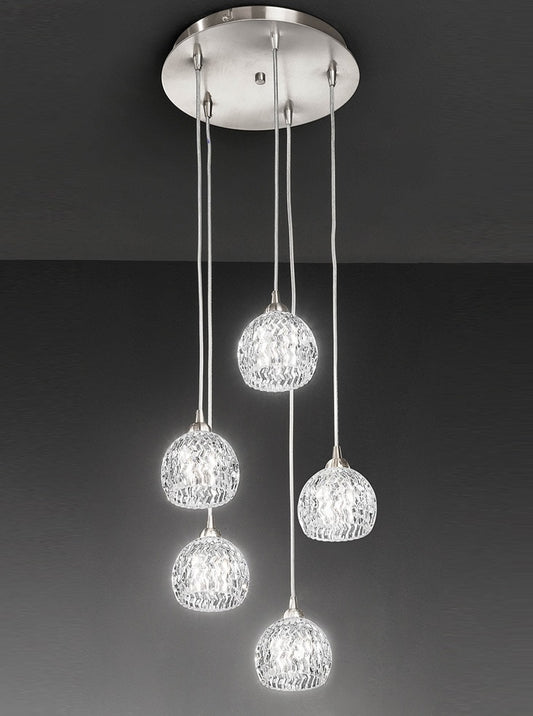Franklite Tierney 5-Light Satin Nickel Glass Flush Chandelier