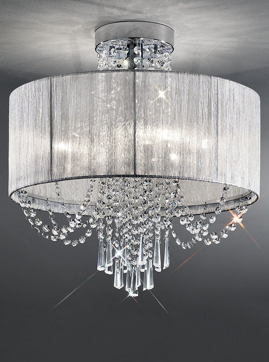 Franklite Empress 6-Light Chrome Crystal Flush Chandelier