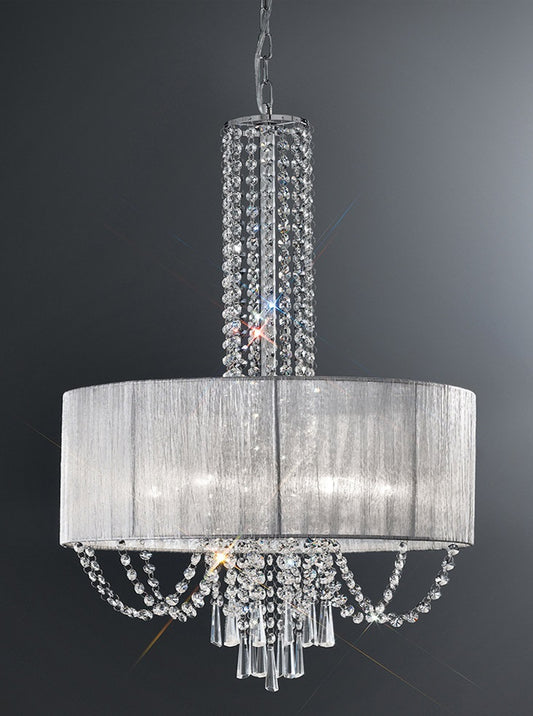 Franklite Empress 6-Light Chrome Crystal Drum Chandelier