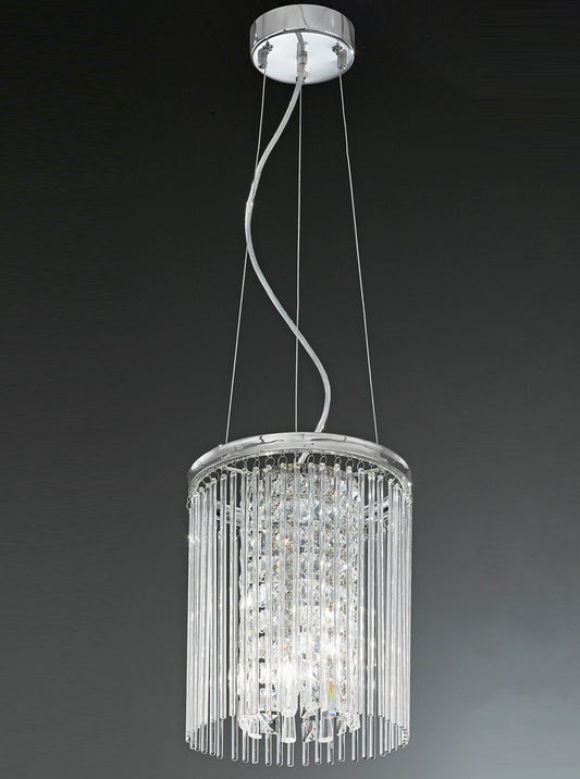 Franklite Charisma 3-Light Chrome Glass Rod Crystal Chandelier