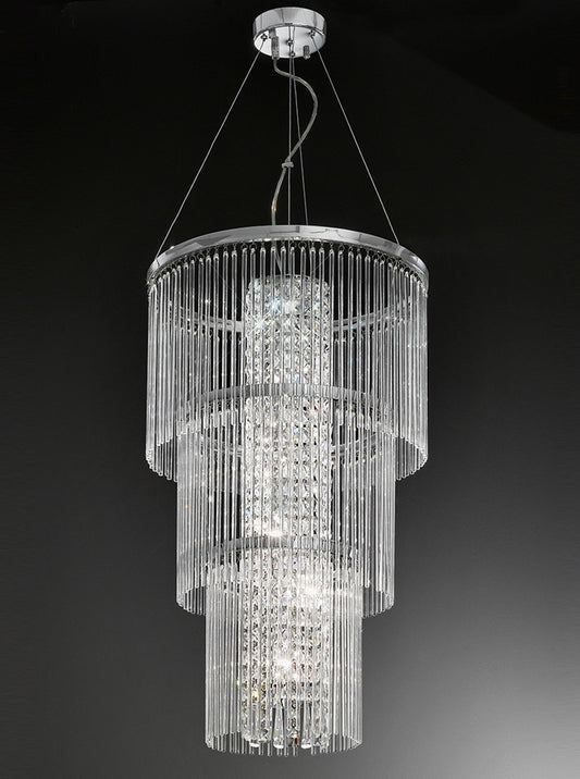 Franklite Charisma 6-Light Chrome Glass Rod Crystal Chandelier