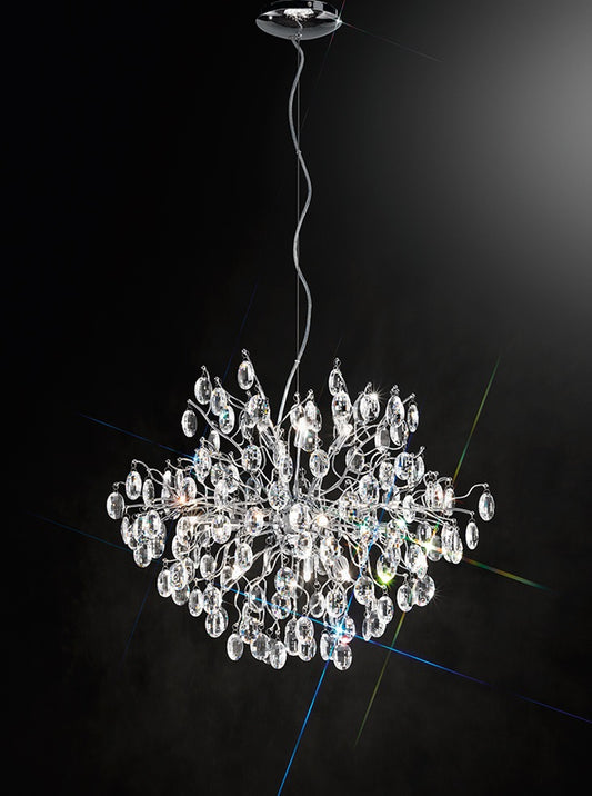 Franklite Wisteria 12-Light Chrome Crystal Round Chandelier