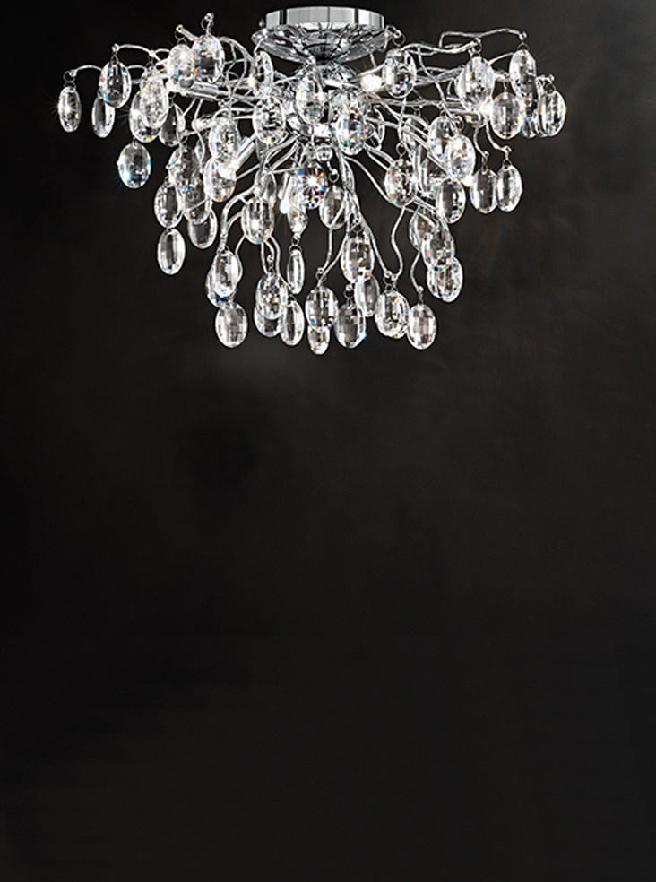 Franklite Wisteria 8-Light Chrome Crystal Flush Chandelier