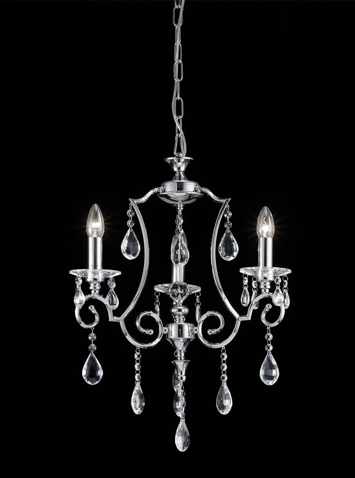 Franklite Cinzia 3-Light Chrome Crystal Candle Chandelier