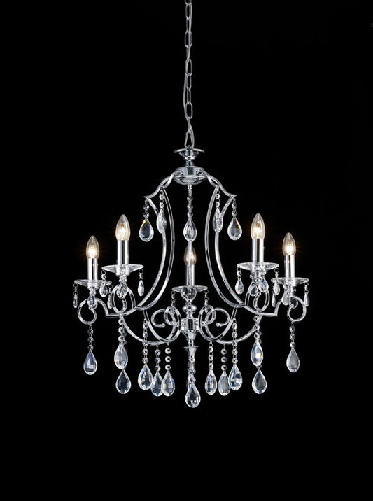 Franklite Cinzia 5-Light Chrome Crystal Candle Chandelier