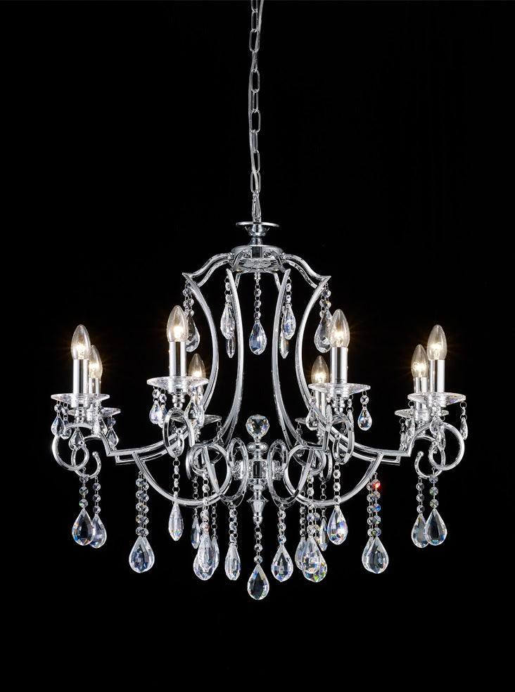 Franklite Cinzia 8-Light Chrome Crystal Candle Chandelier