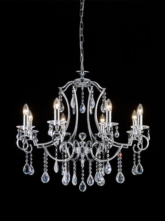 Franklite Cinzia 8-Light Chrome Crystal Candle Chandelier