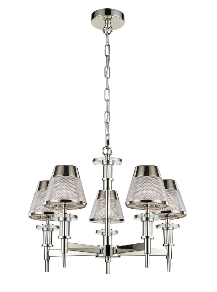 Franklite Concept 5-Light Chrome Textured Glass Modern Chandelier
