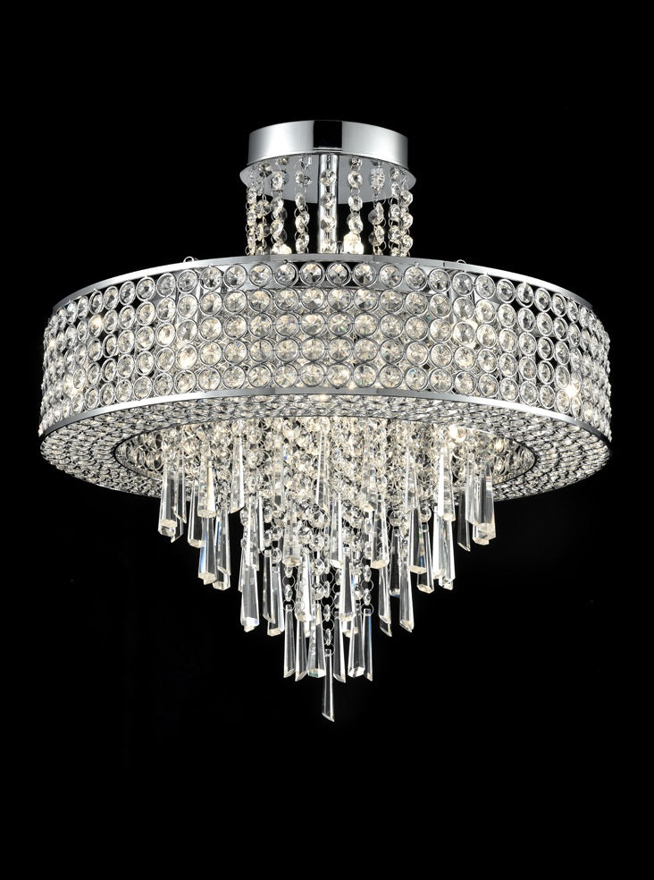 Franklite Duchess 12-Light Chrome Crystal Flush Chandelier