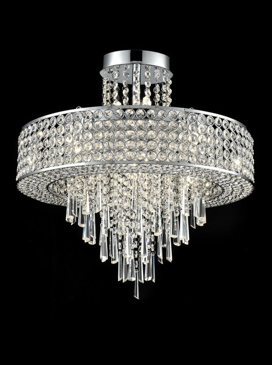 Franklite Duchess 12-Light Chrome Crystal Flush Chandelier