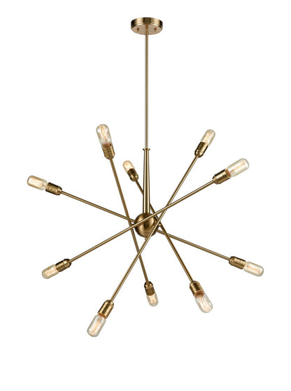Franklite Centrix 10-Light Old Gold Adjustable Arm Sputnik Chandelier