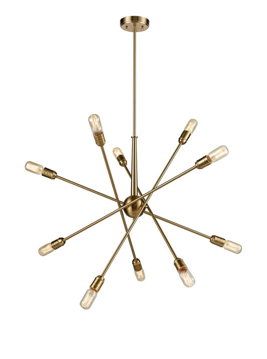 Franklite Centrix 10-Light Old Gold Adjustable Arm Sputnik Chandelier
