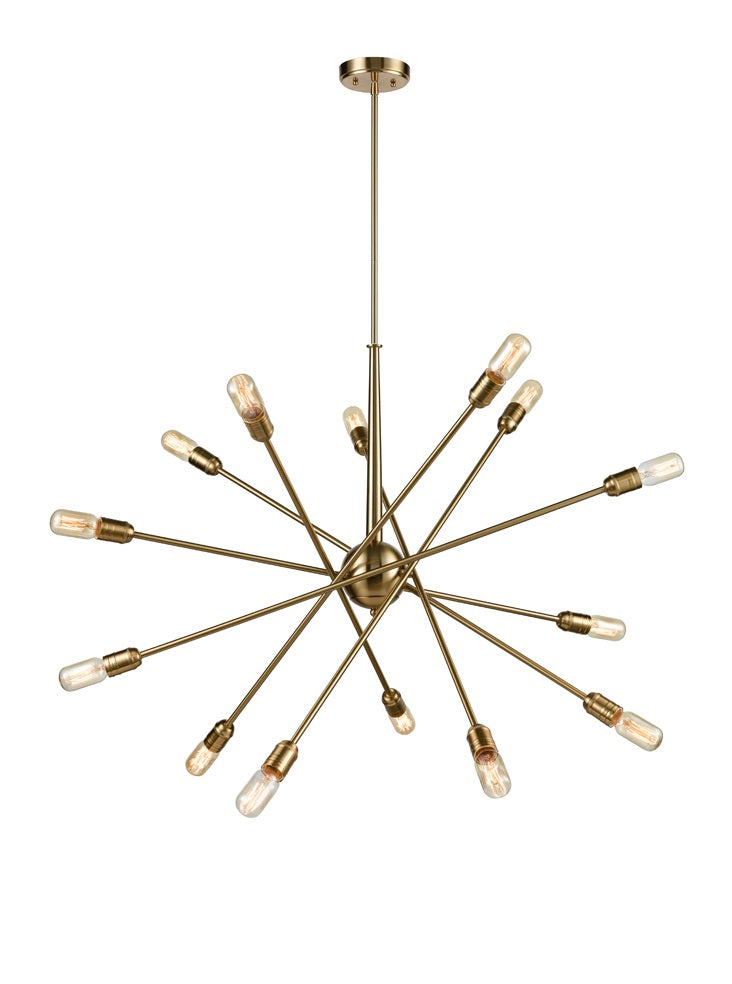 Franklite Centrix 14-Light Old Gold Adjustable Arm Sputnik Chandelier