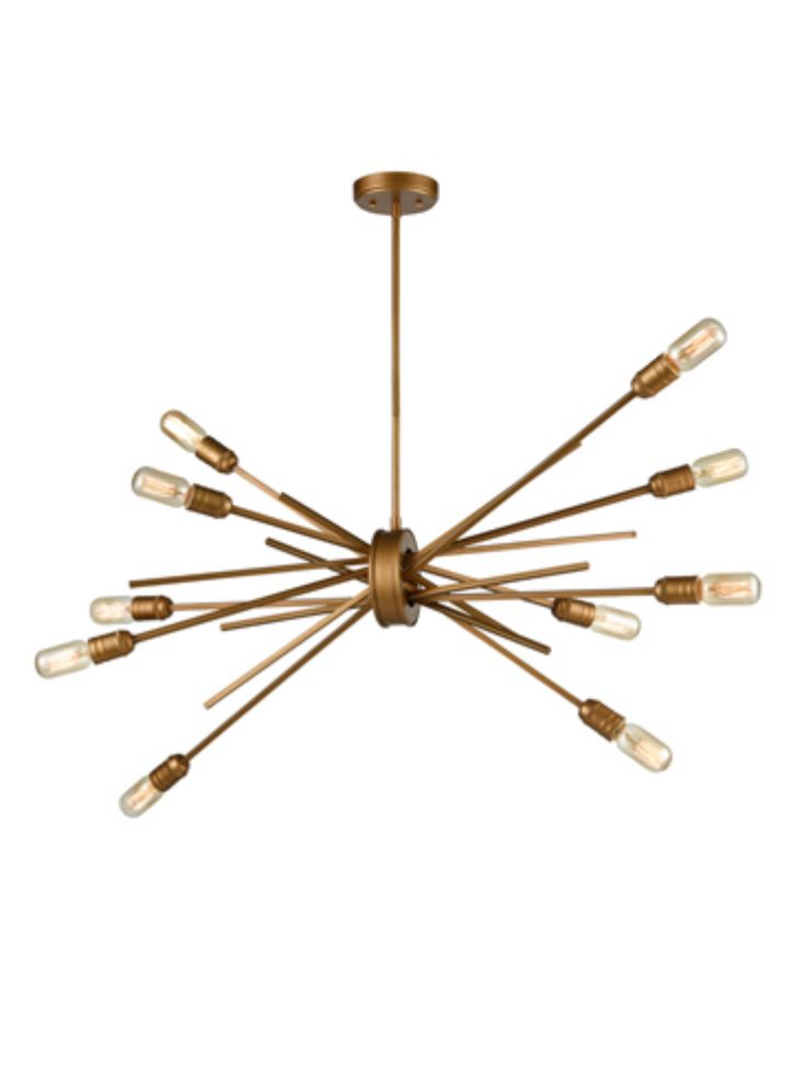 Franklite Idaho 10-Light Old Gold Adjustable Sputnik Chandelier