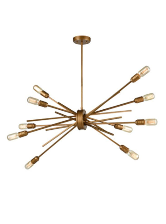 Franklite Idaho 10-Light Old Gold Adjustable Sputnik Chandelier